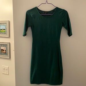 Lace and cotton crisscross back green mini dress